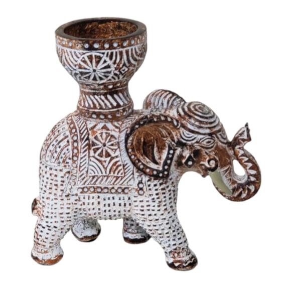 Unique Elephant Wood Tea Light Holder - Picture 1 of 8